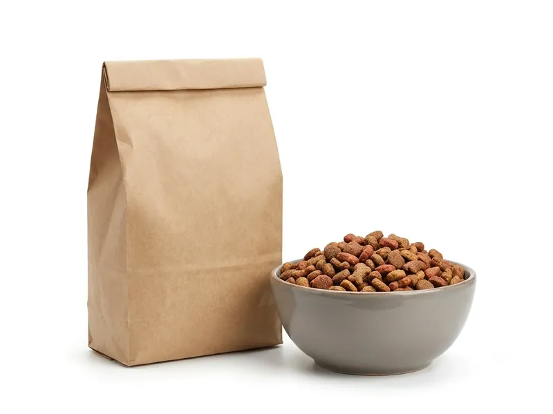 Bolsa de alimento para cachorros y comedero